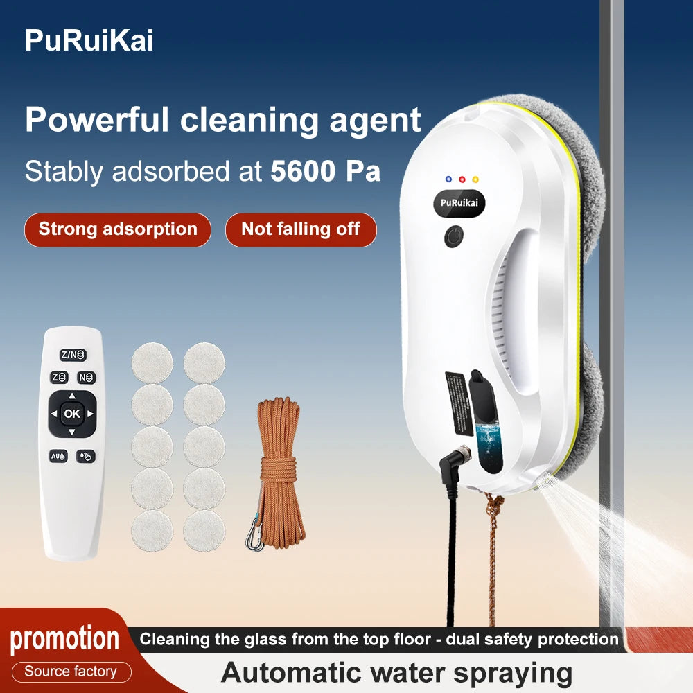 PuRuikai Window Cleaning Robot With Water Spraying and Edge Detection