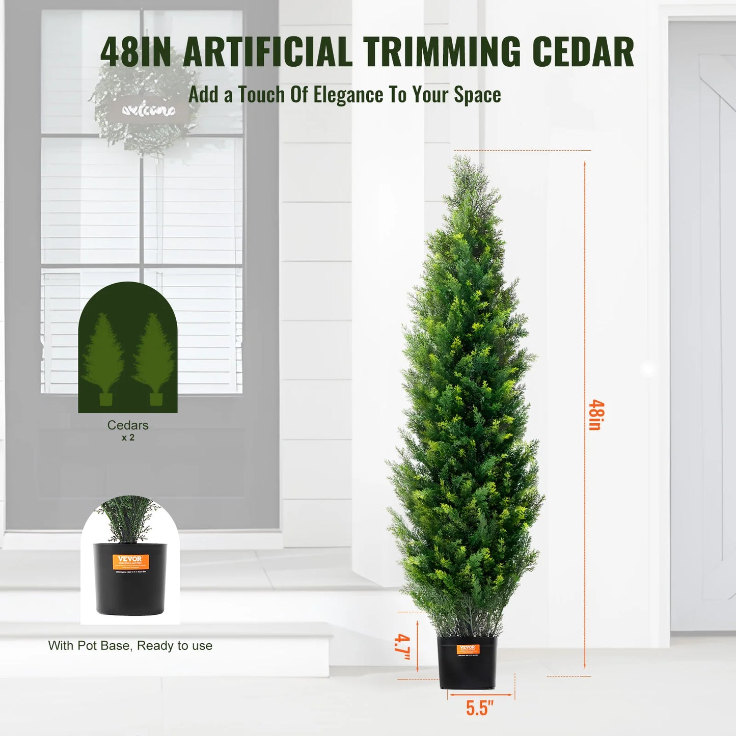 SucceBuy Artificial Cedar Topiary Tree For Outdoor Decor