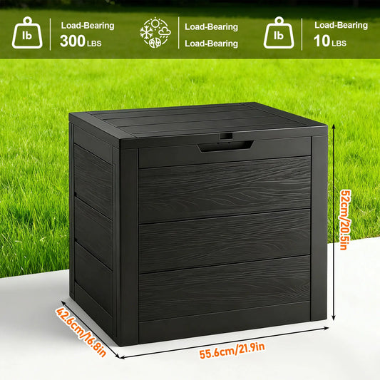 Outdoor Deck Box With Lockable Lid And Heavy Duty Hinged Door Plastic Storage