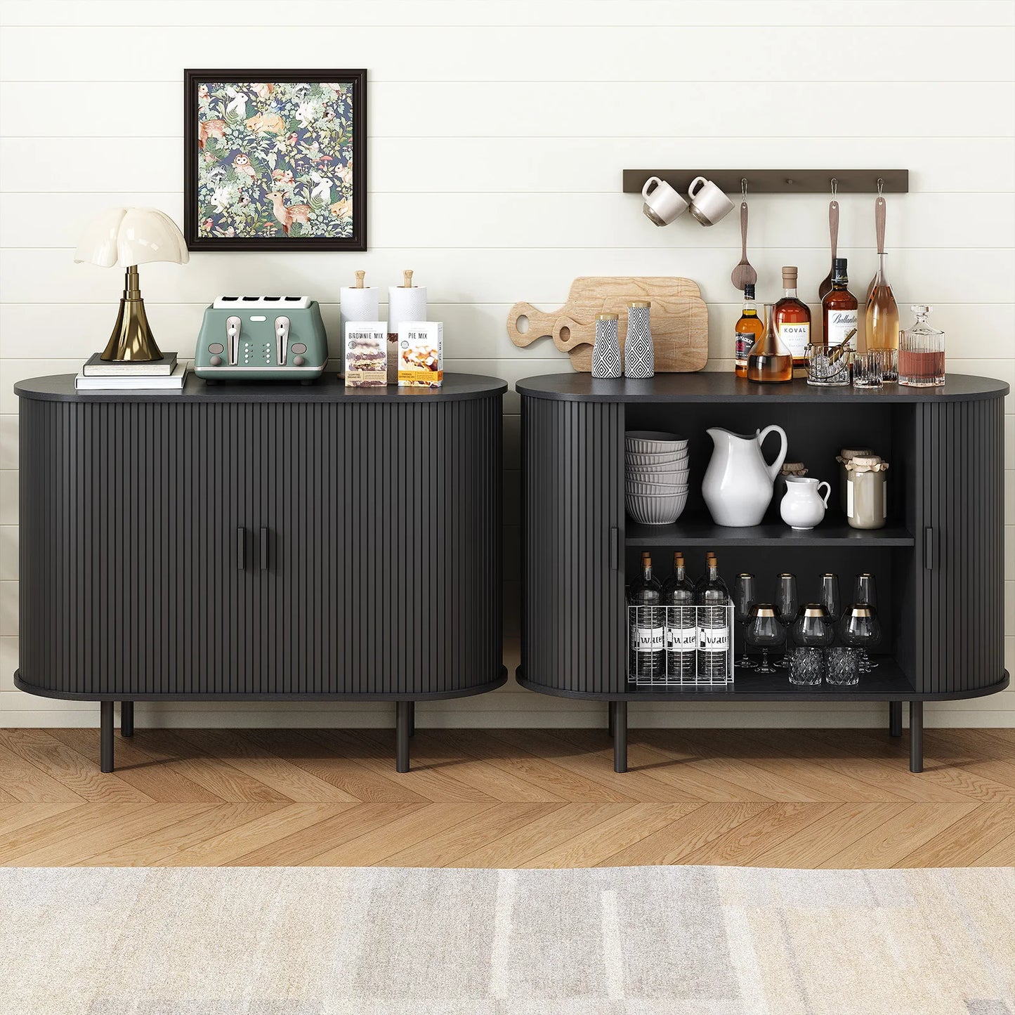 ONBRILL Modern Sideboard Buffet Cabinet With Sliding Doors And Shelves