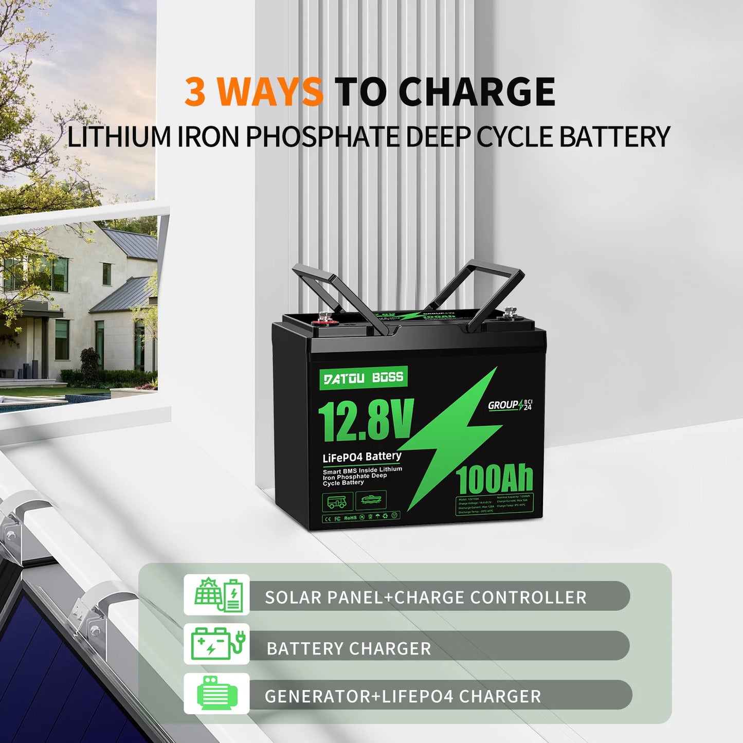 DATOUBOSS MFUZOP 12V 100Ah LiFePO4 Battery With BMS