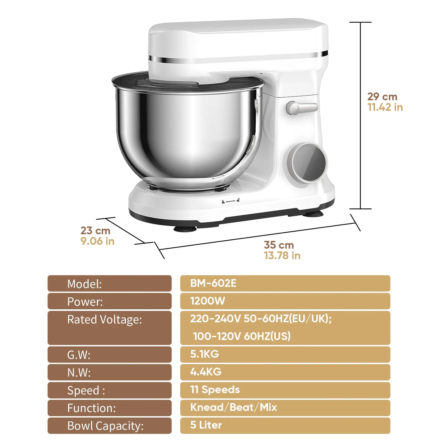 Biolomix 1200W Stand Mixer With 11 Speeds And OLED Screen