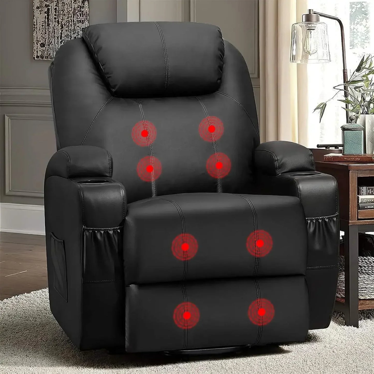 Flamaker Power Lift Recliner Chair PU Leather With Massage