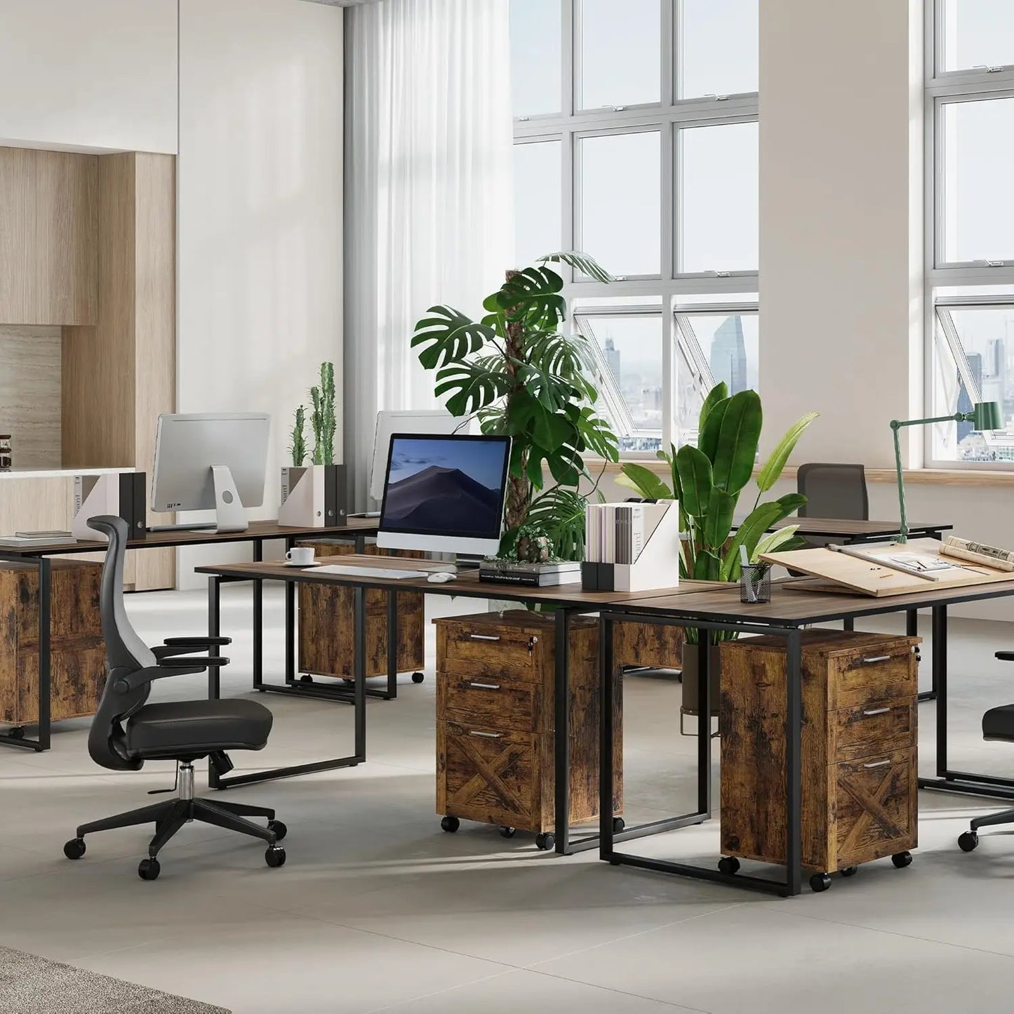 HiMISS 3-Drawer Rolling File Cabinet With Lock For Office
