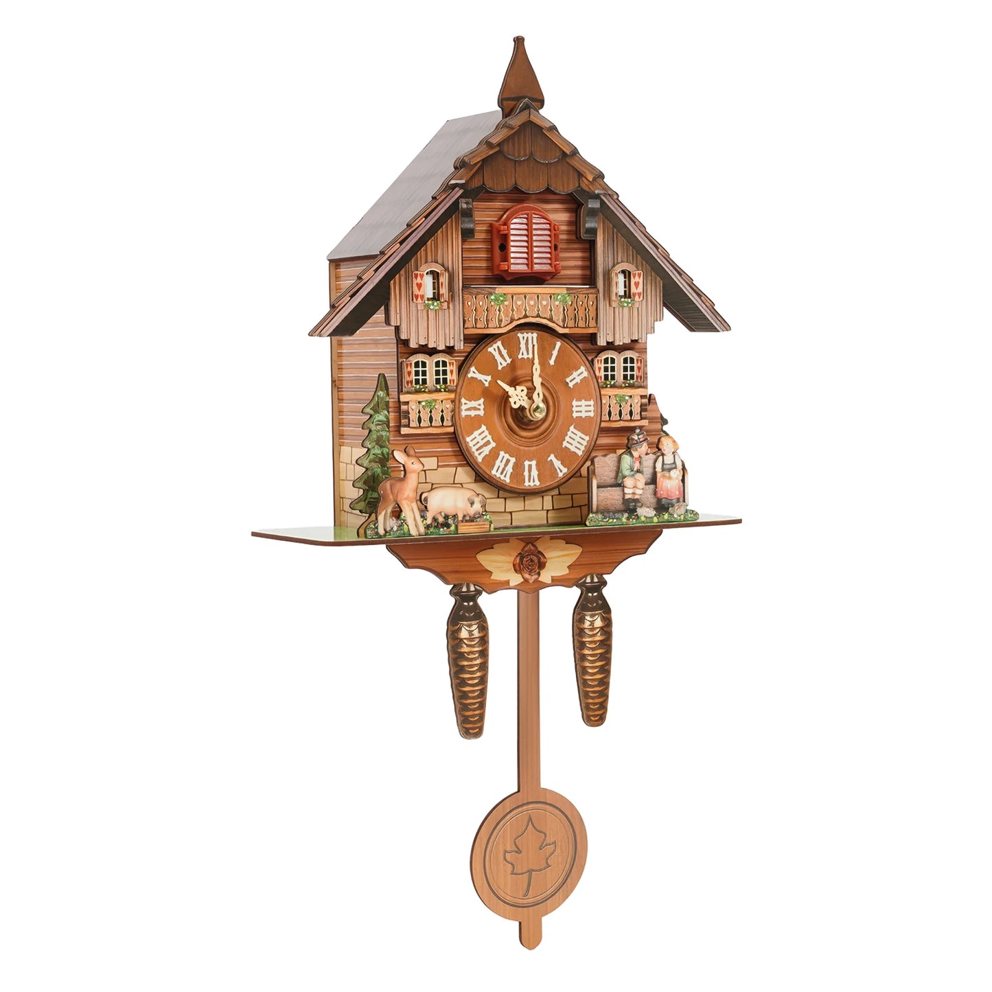 Vintage Cuckoo Wall Clock With Bird Chime Nordic Wooden Decor