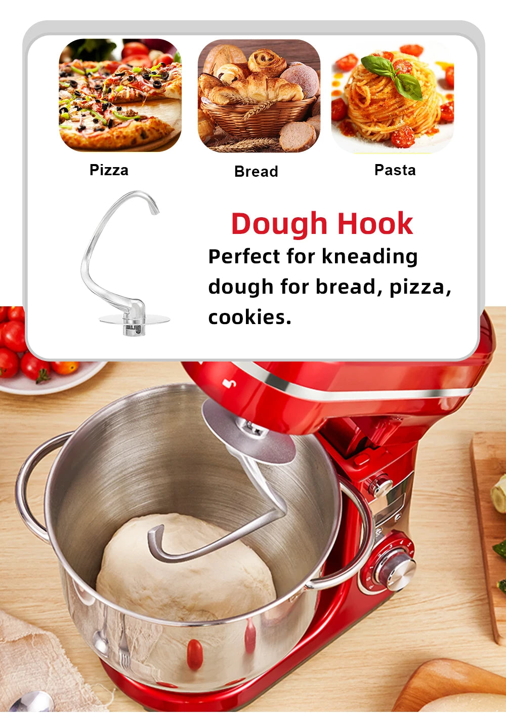 Biolomix BM601 Stand Mixer With 1200W Motor And 6 Speed