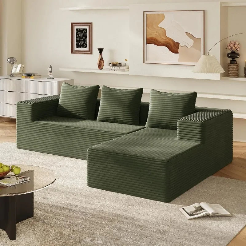 WLIVE U Shaped Sectional Sofa With Storage Chaise And Pillows