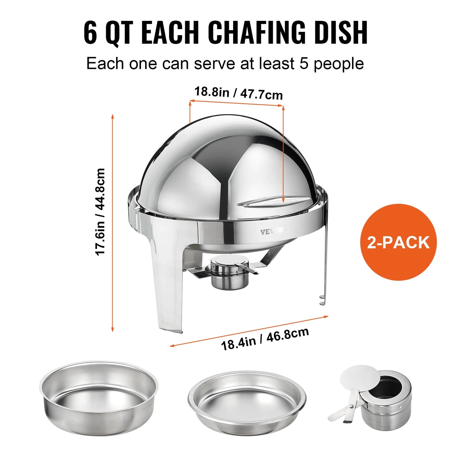 SucceBuy Stainless Steel Chafing Dish Buffet Set Two Pack