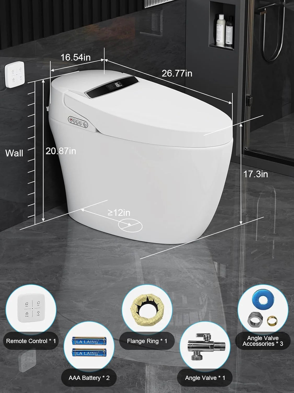 Smart One Piece Tankless Toilet With Heated Seat Night Light