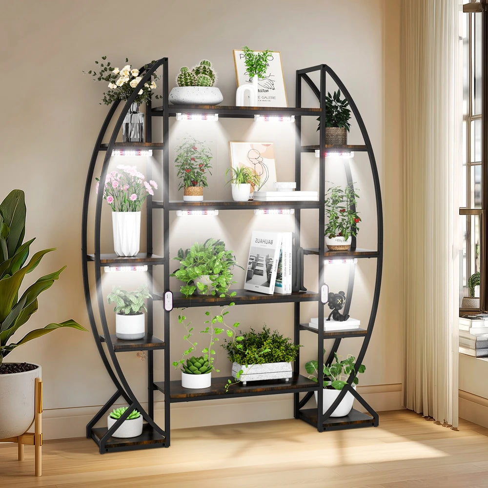 Iron Half Moon Plant Stand Multilayer Bookshelf Industrial Storage Rack