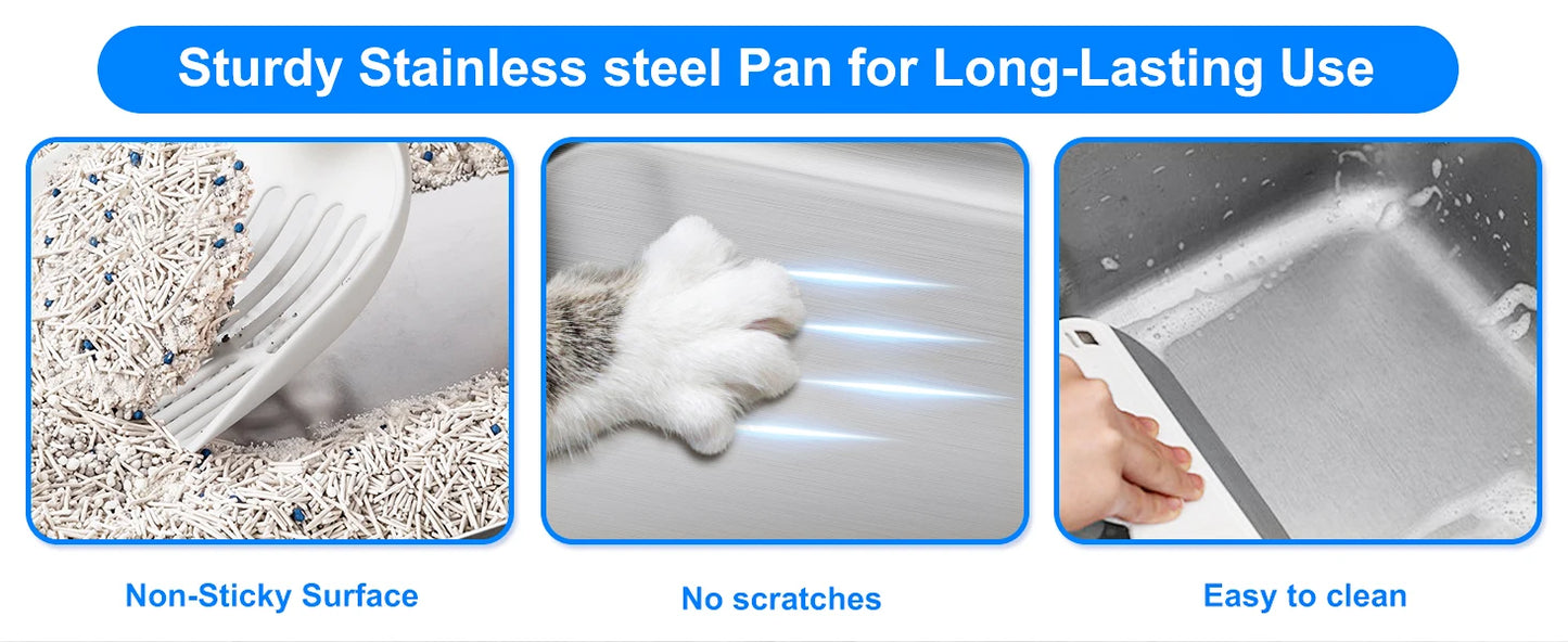 Stainless Steel Cat Litter Box With Lid Splash Proof And Leak Proof