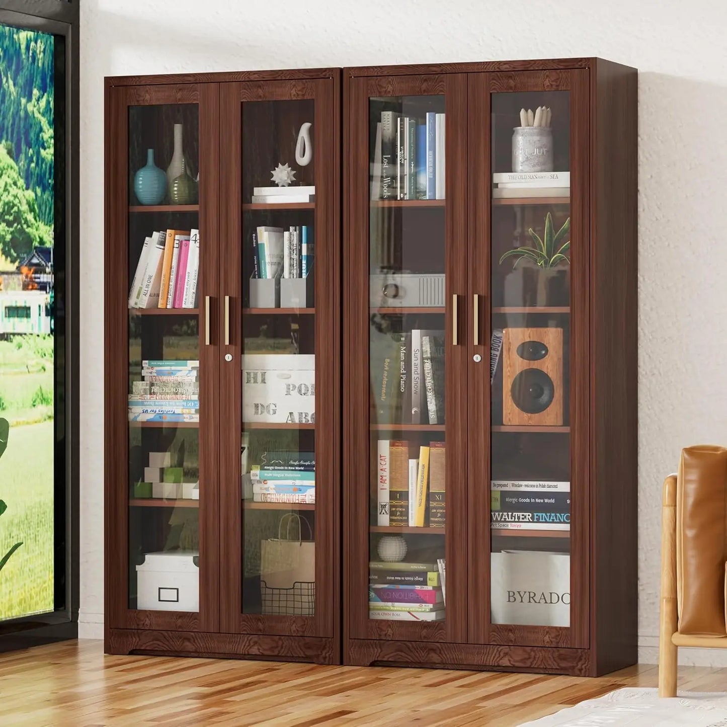 ZHILU Lockable Glass Door Display Cabinet With Adjustable Shelves