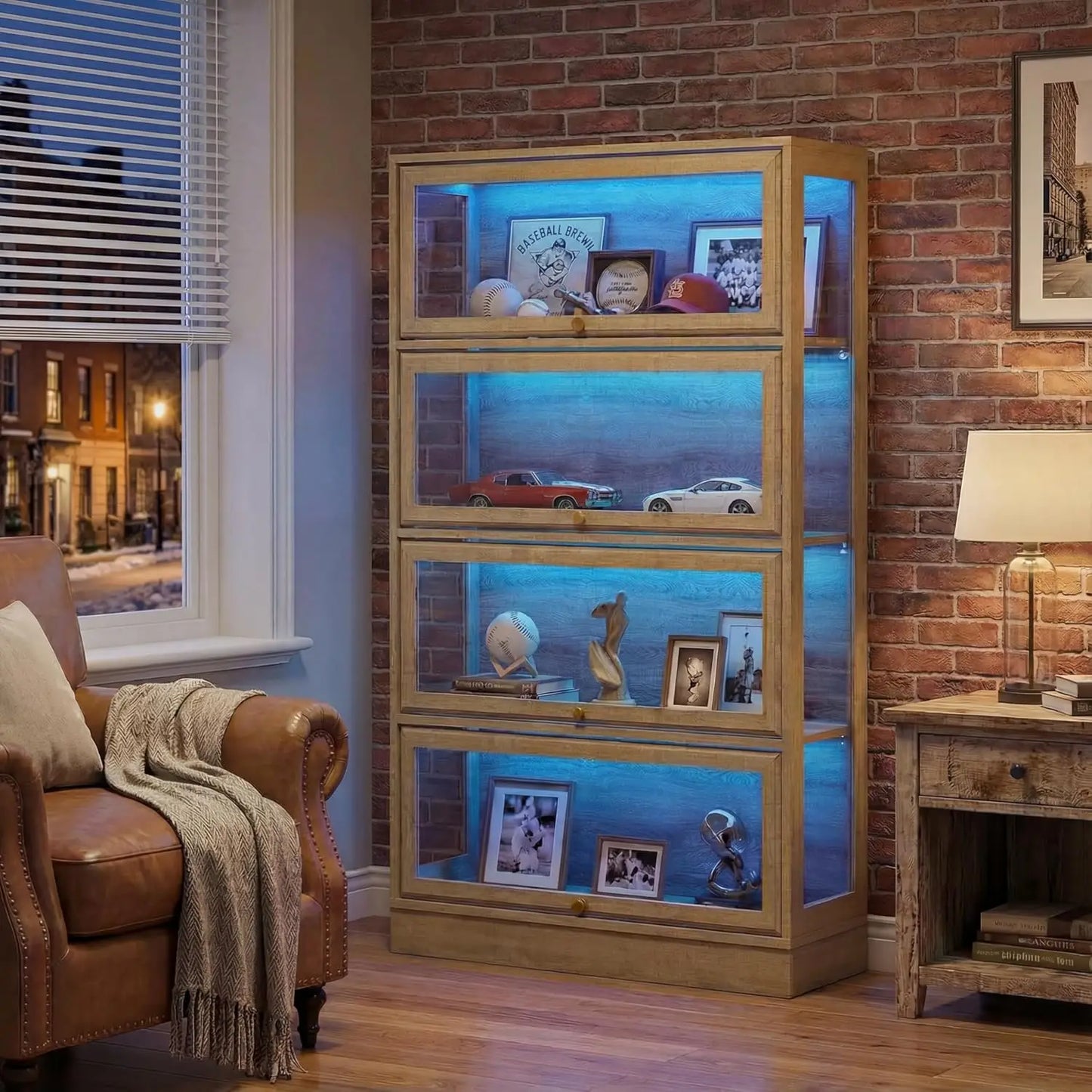 Zhilu Display Cabinet With Acrylic Glass Doors And Led Lighting For Collectibles