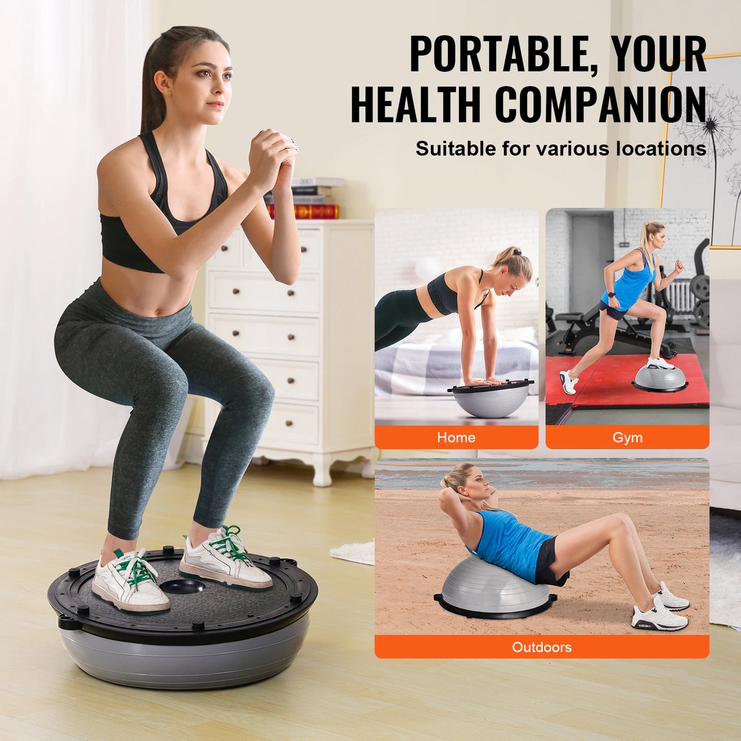 SucceBuy Half Exercise Ball Trainer With Resistance Bands