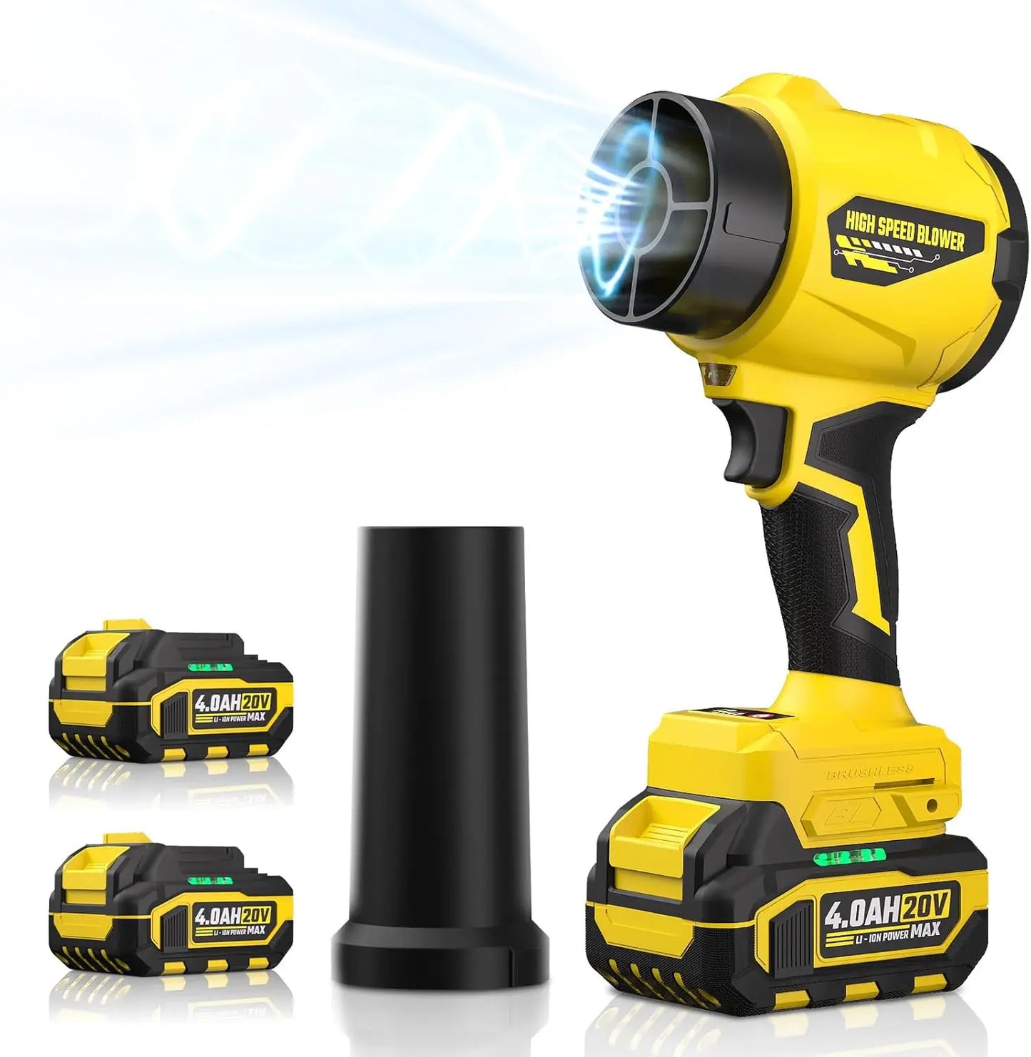 20V Cordless Leaf Blower With 2 Batteries 980K RPM Lightweight
