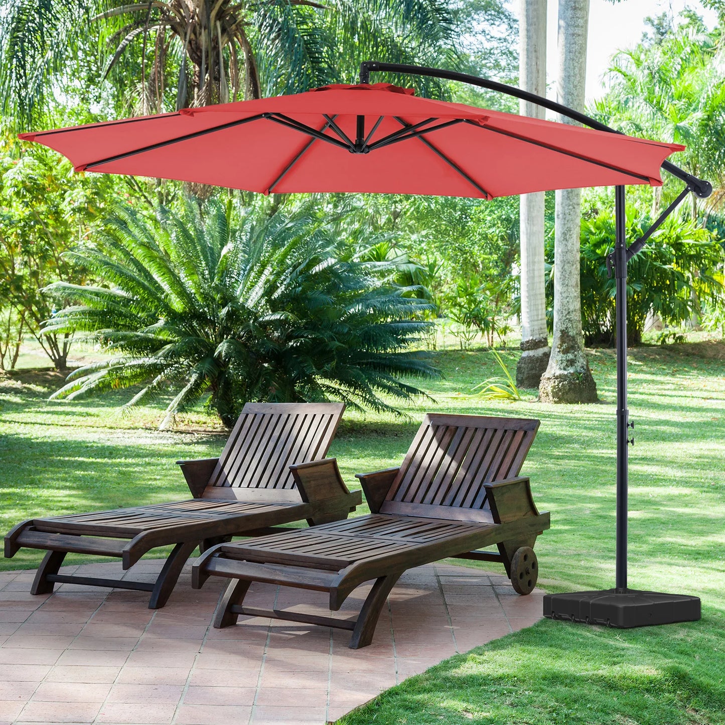 JHK Outdoor Cantilever Patio Umbrella Easy Tilt UV Protection