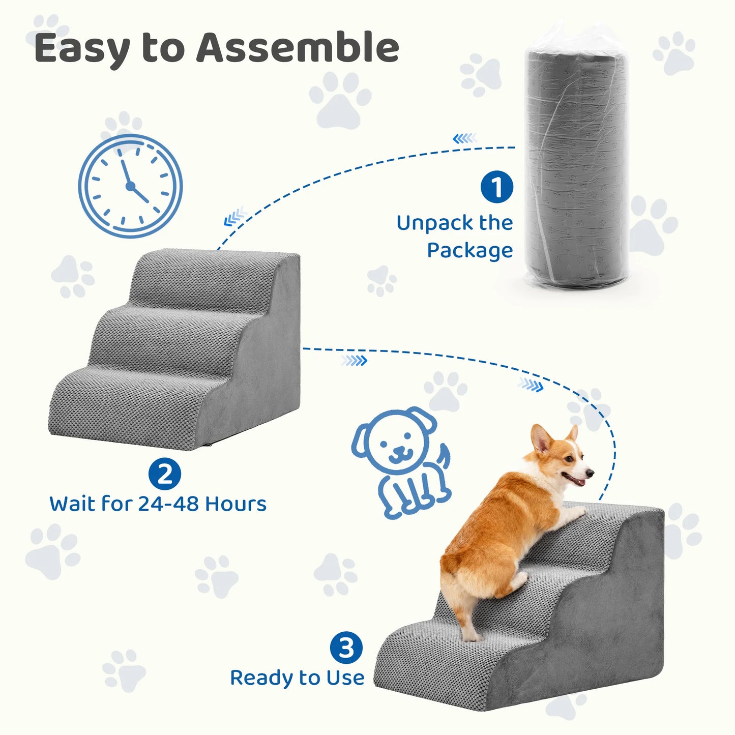Curved High Density Foam Dog Stairs For Small Dogs Indoor Non Slip
