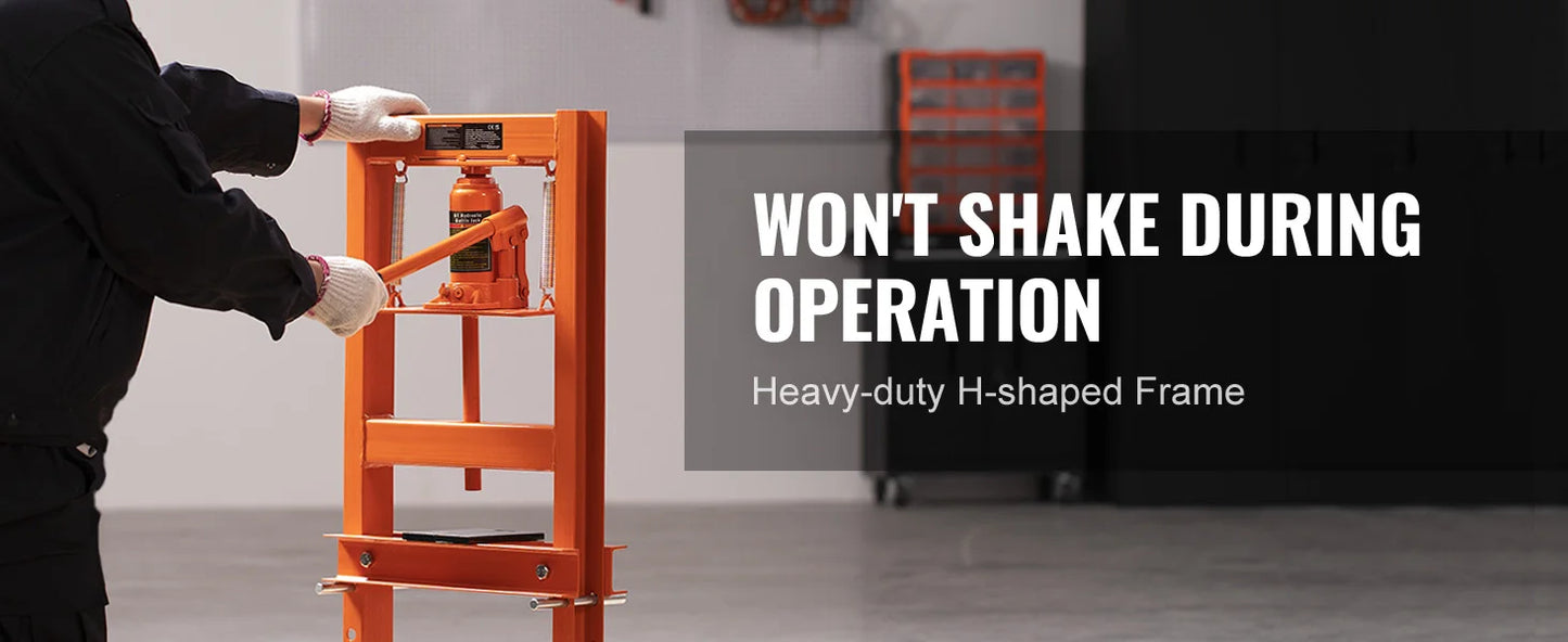 SucceBuy 6T H Frame Hydraulic Shop Press For Garage Workshop