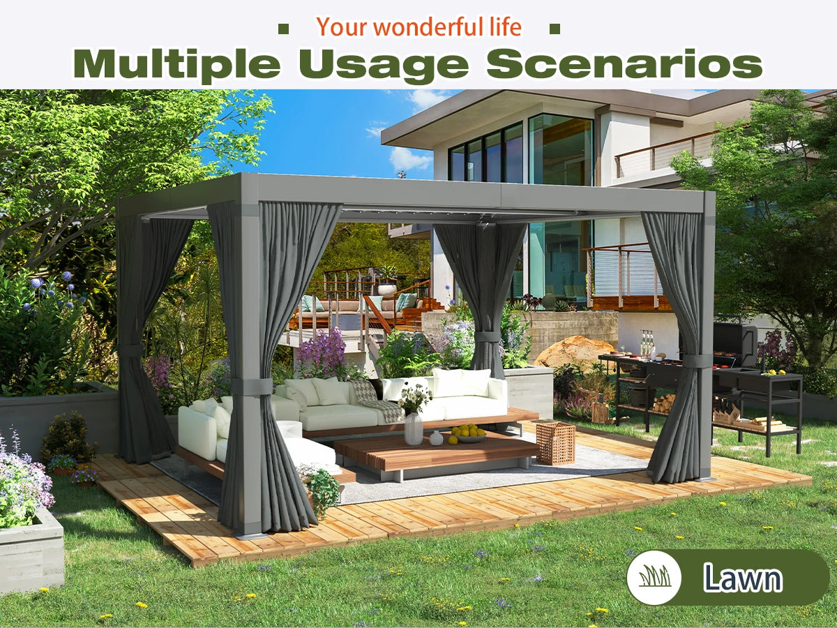VIWAT Louvered Pergola Aluminum Gazebo With Waterproof Roof