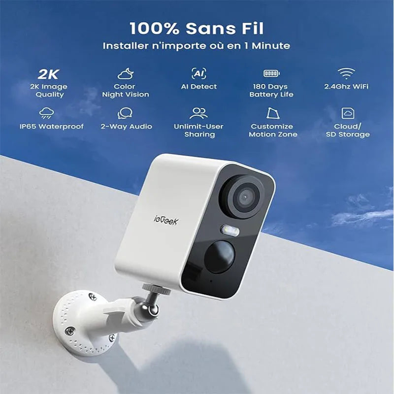 IEGEEK 2K Wireless Surveillance Cameras Battery Night Vision