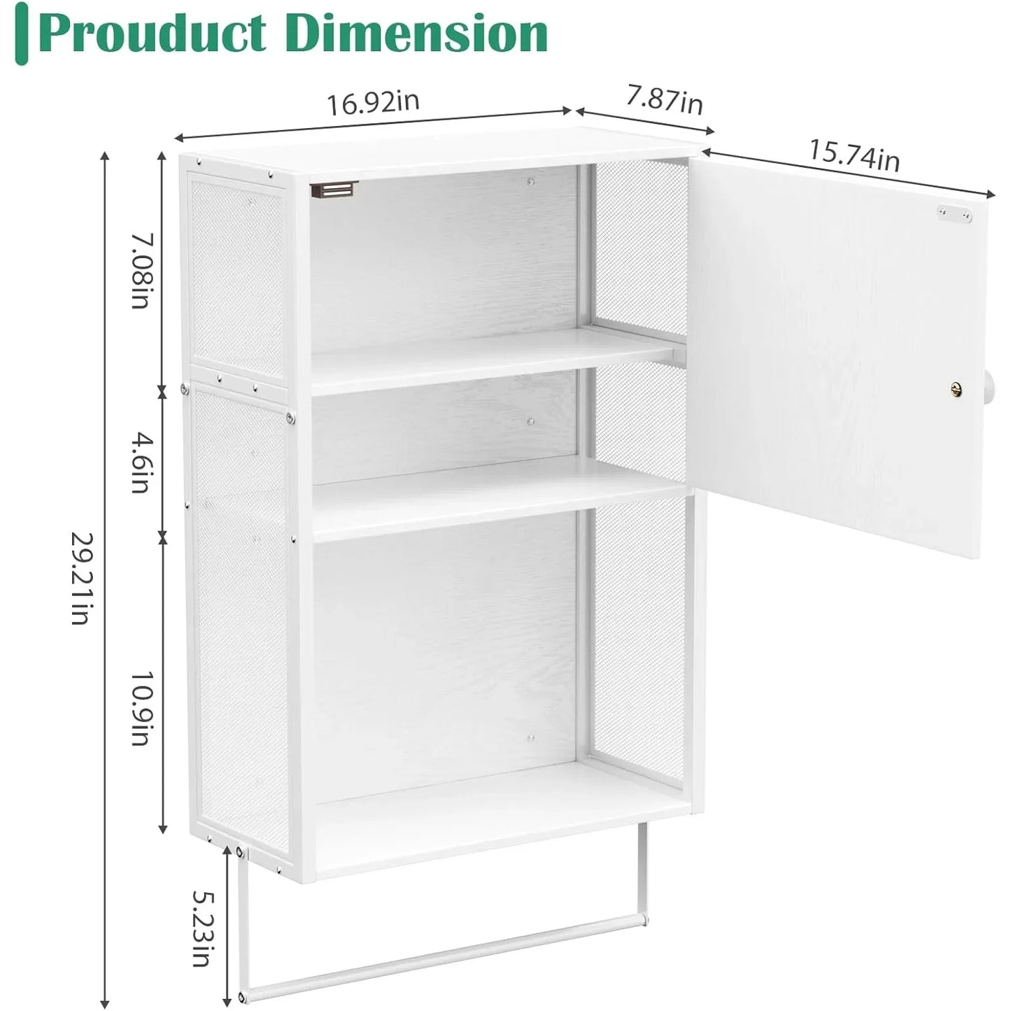 Over Toilet Bathroom Cabinet With Towel Bar And Shelves