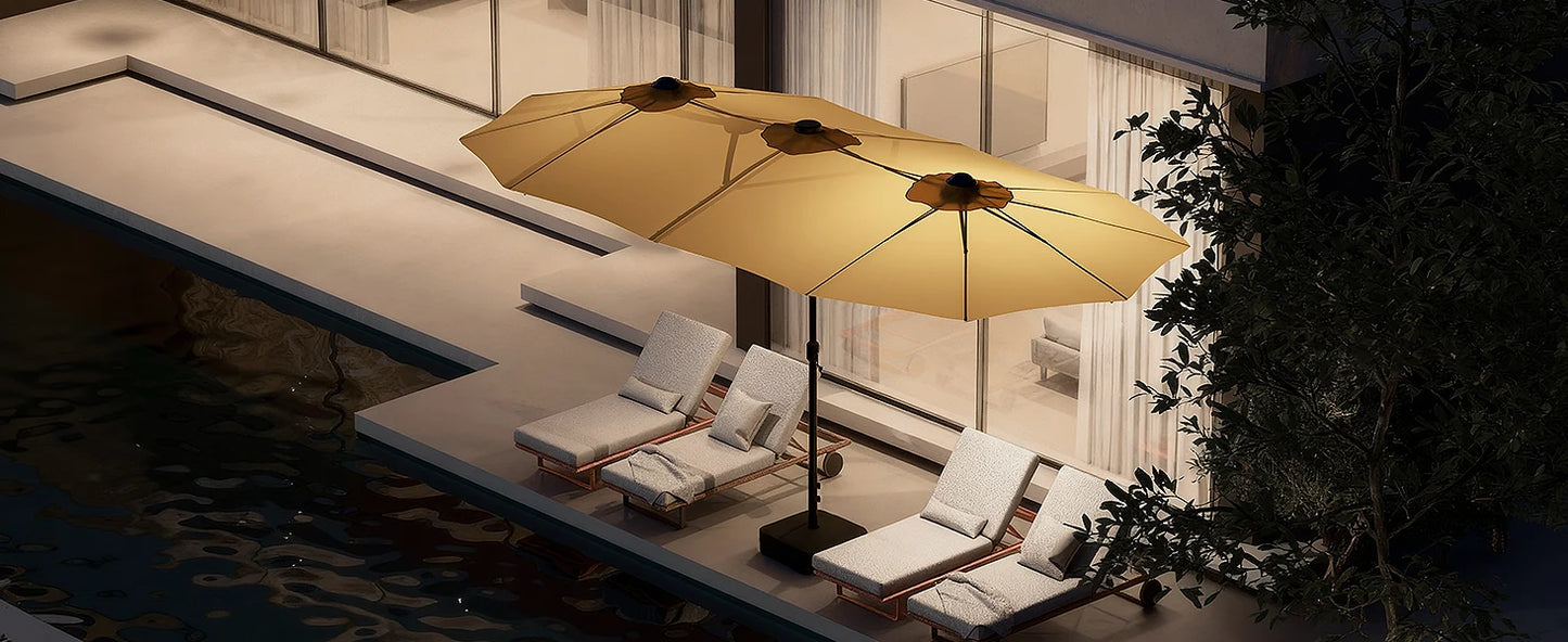 Patio Umbrella With Base Double-Sided Outdoor Shelter