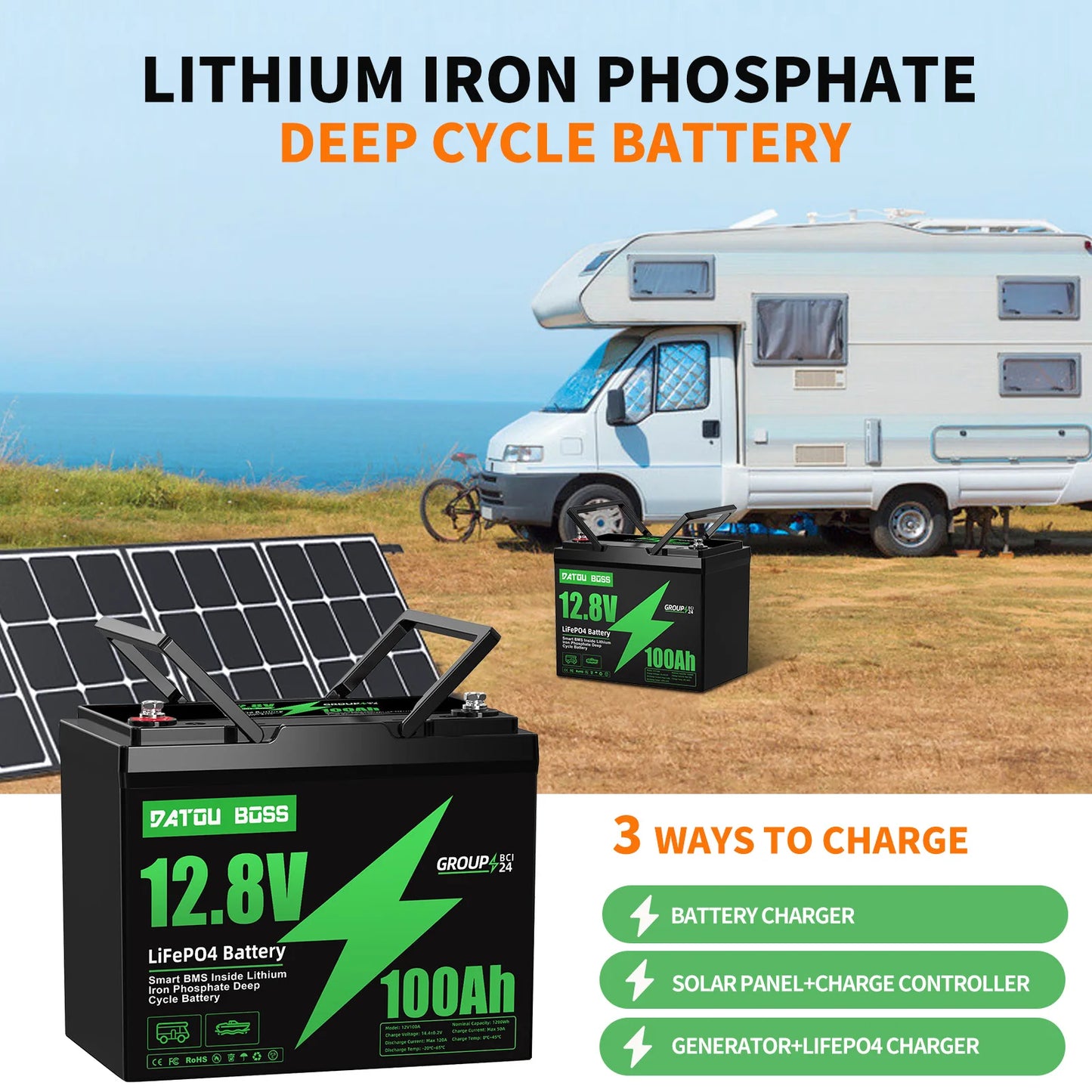 DATOUBOSS MFUZOP 12V 100Ah LiFePO4 Battery With BMS