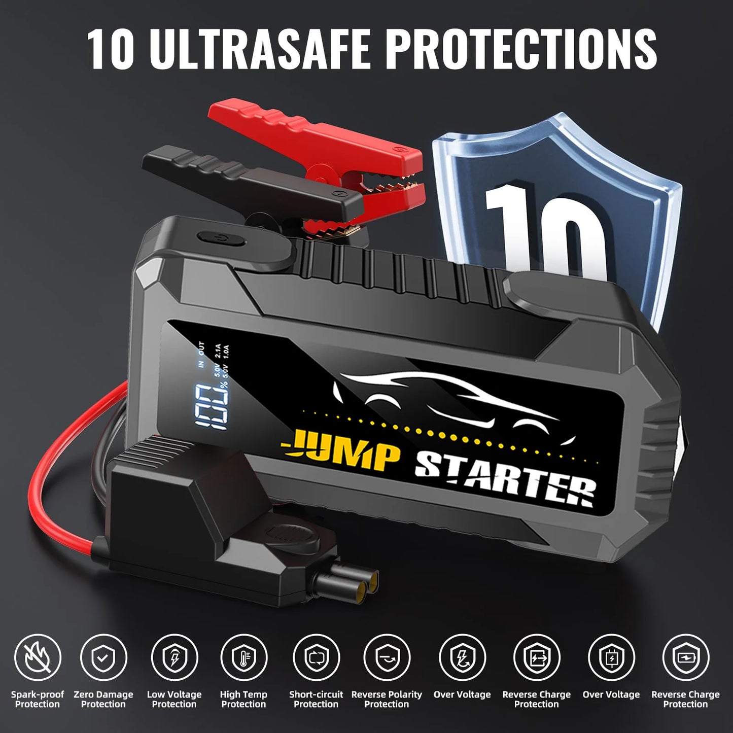 Car Jump Starter 7000A 20000mAh Battery Pack for 8L Gas and 7L Diesel