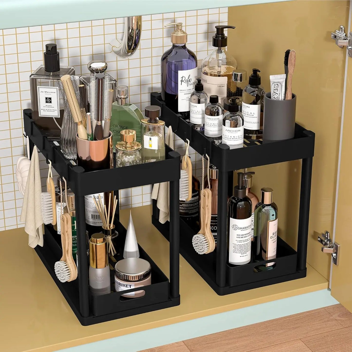 Double-Tier Sink Mounted Storage Rack For Kitchen And Bath