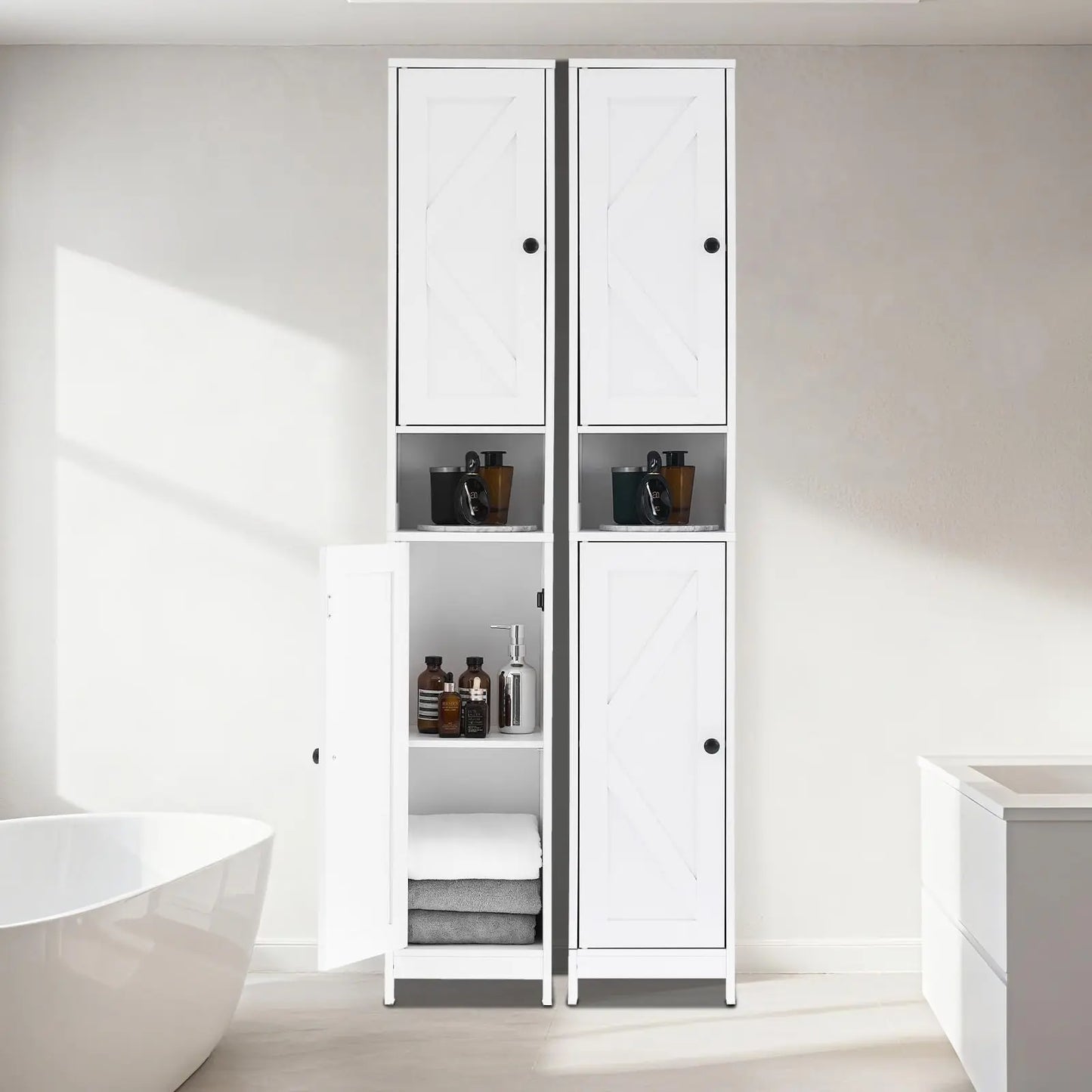 HiMISS Tall Narrow Bathroom Storage Cabinet With Anti Tip Kit