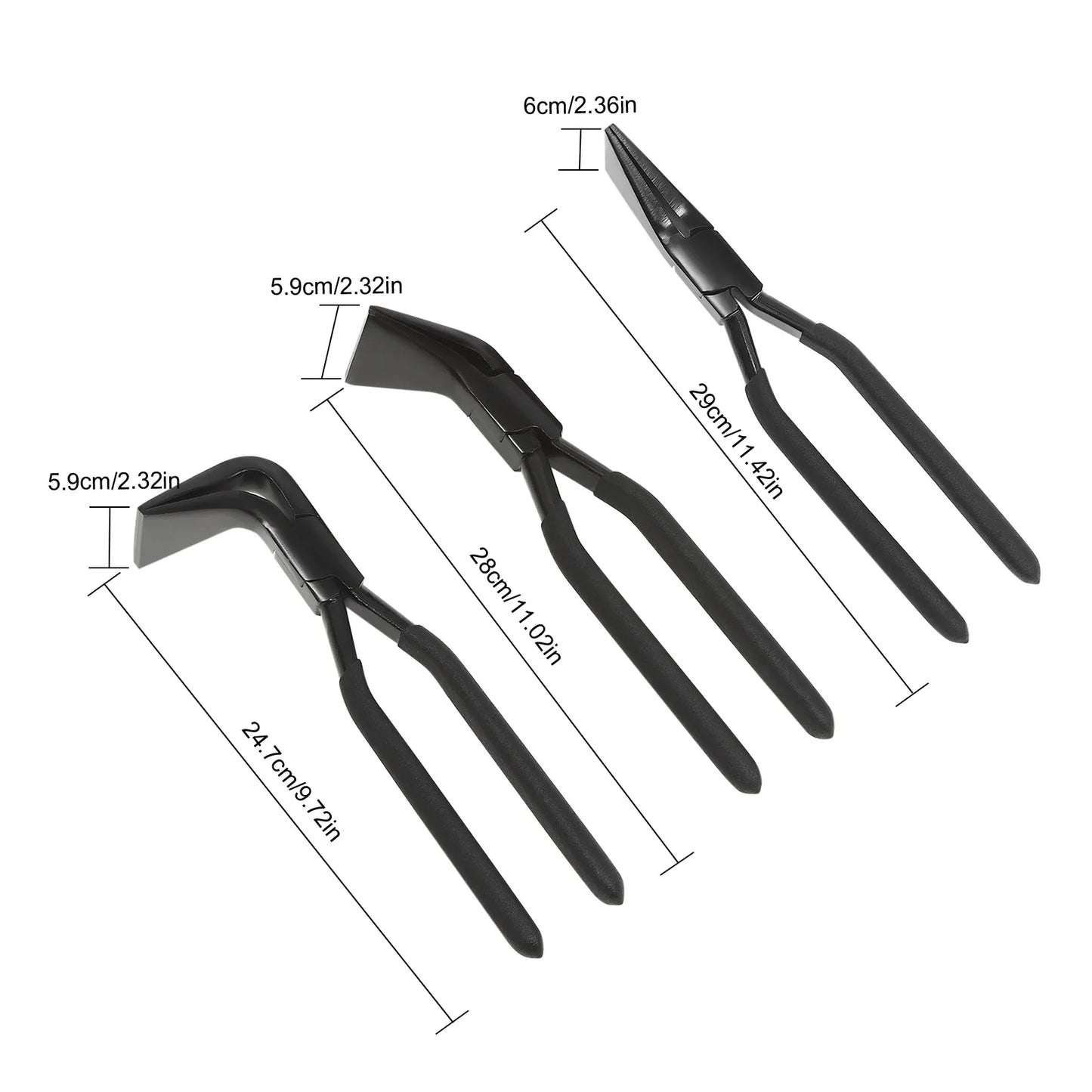 3 Piece Metal Bending Pliers Set Straight 45 90 Degrees For DIY