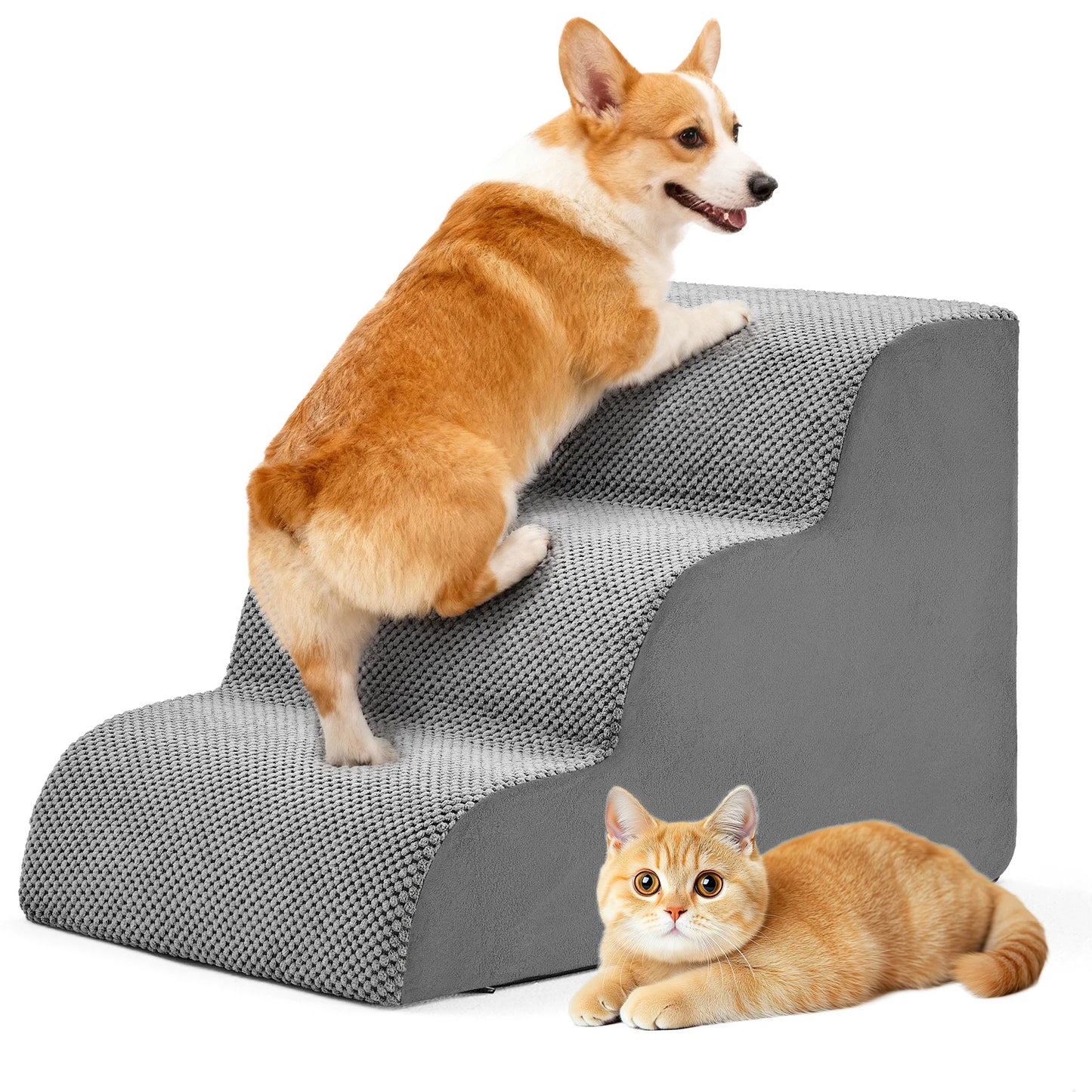 Curved High Density Foam Dog Stairs For Small Dogs Indoor Non Slip