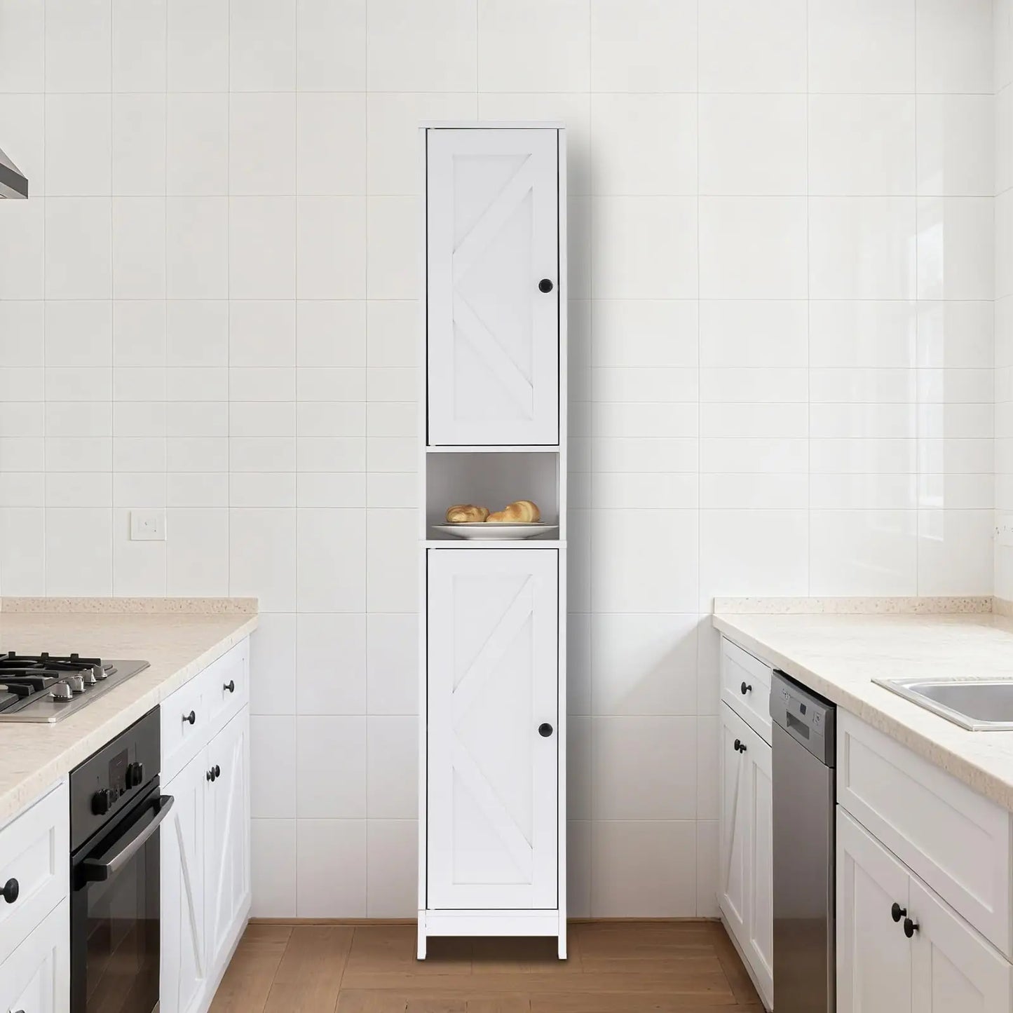 HiMISS Tall Narrow Bathroom Storage Cabinet With Anti Tip Kit