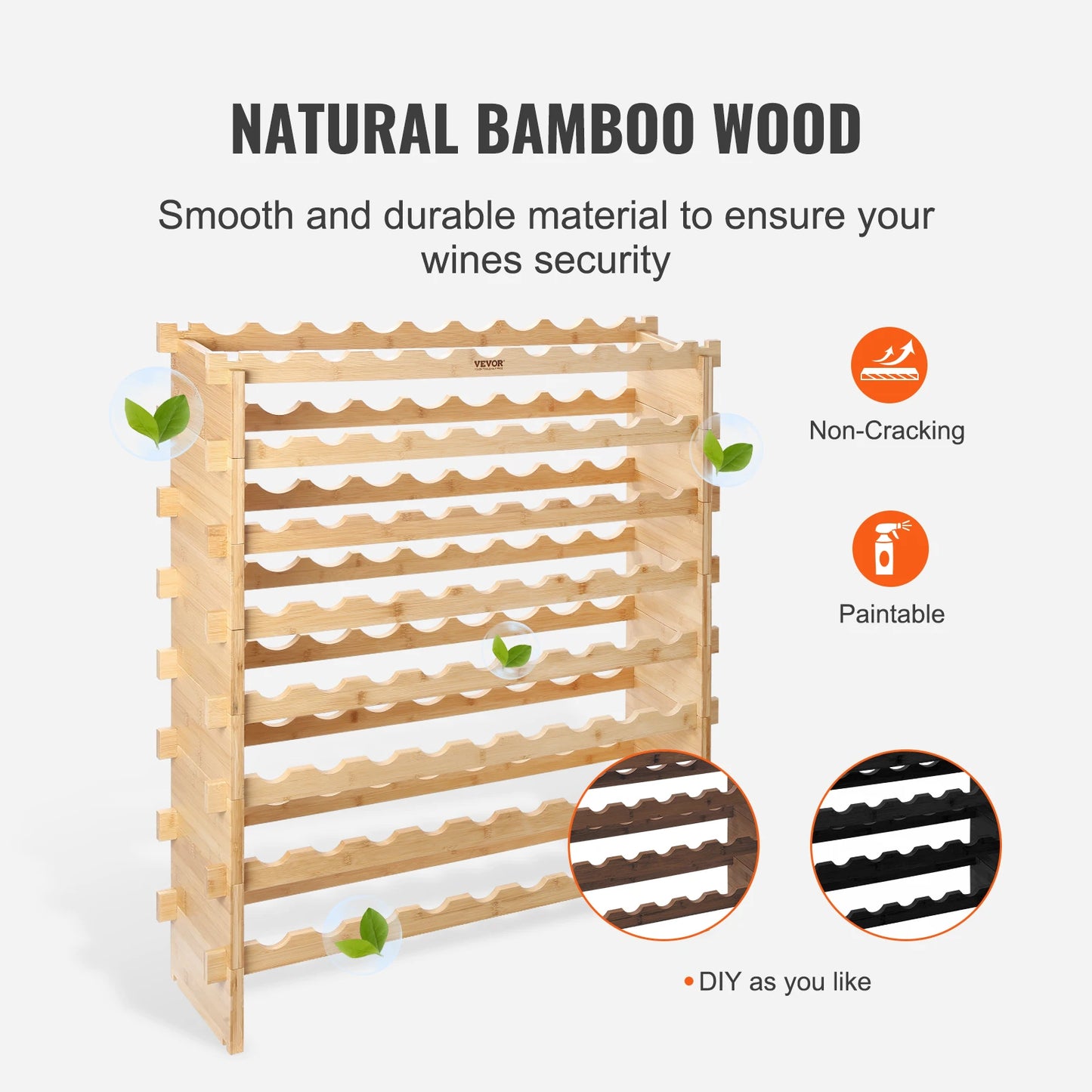 SucceBuy 8 Tier Bamboo Stackable Wine Rack Free Standing
