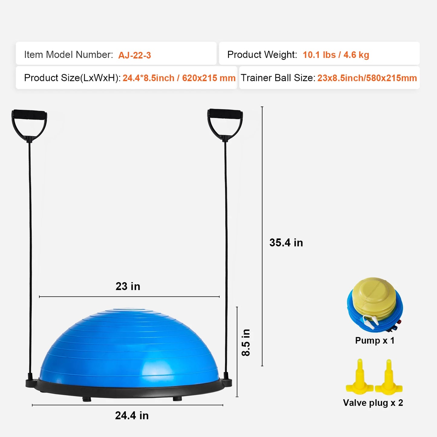 SucceBuy Half Exercise Ball Trainer With Resistance Bands