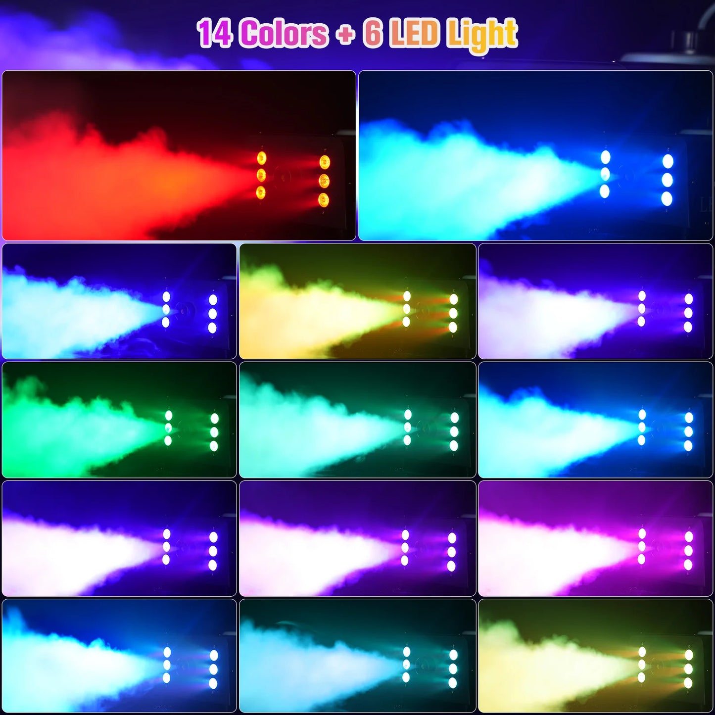 U'King 1500W Smoke Machine With 6 RGB LEDs And Remote Control