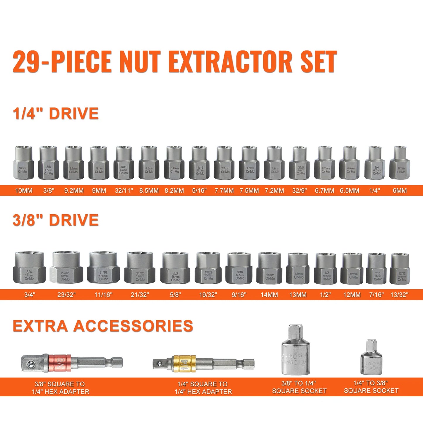 SucceBuy 29Piece Bolt Extractor And Nut Remover Set