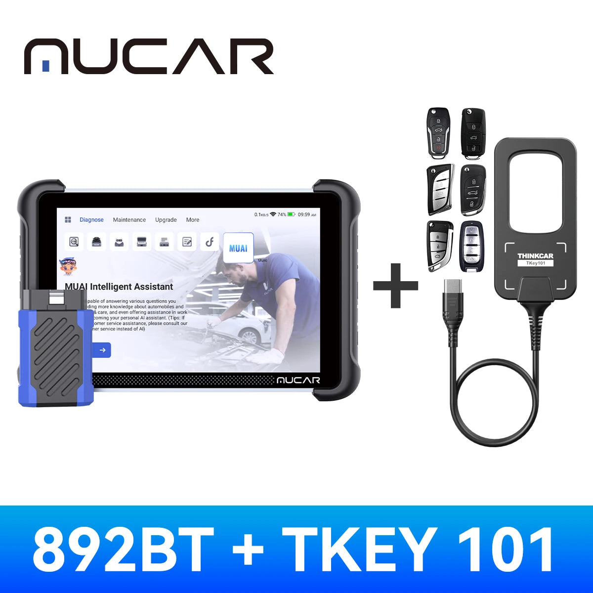 MUCAR 892BT AI Key Programming Diagnostic Tool OBD2 Scanner CAN FD DOIP