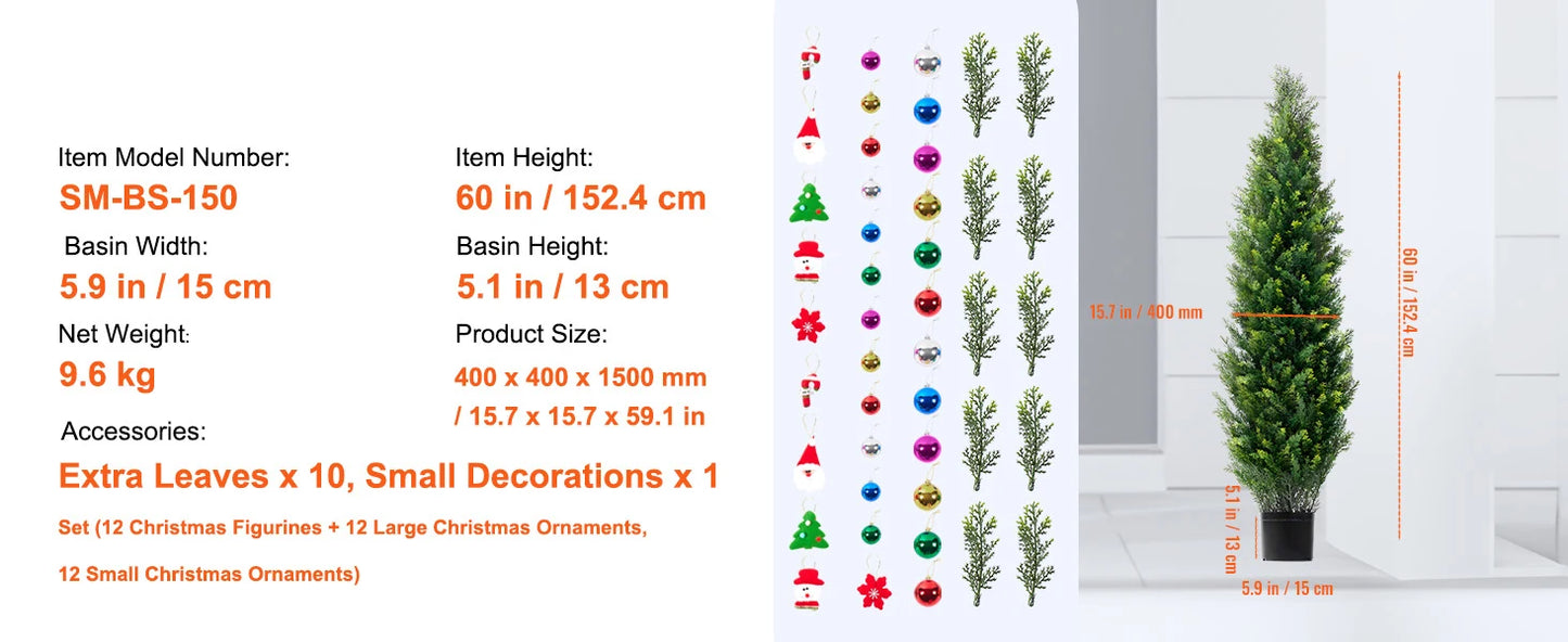 SucceBuy Artificial Cedar Topiary Tree For Outdoor Decor