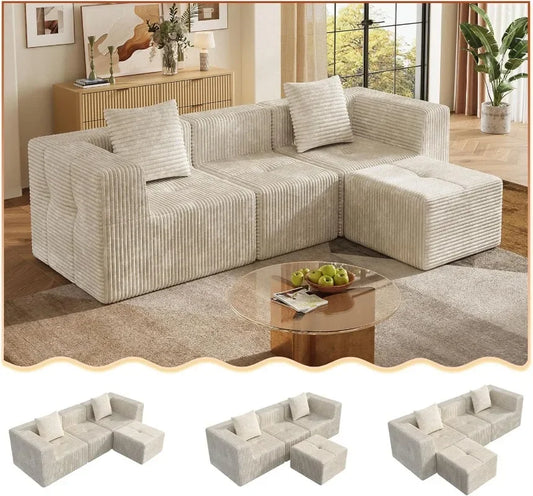 WLIVE U Shaped Sectional Sofa With Storage Chaise And Pillows