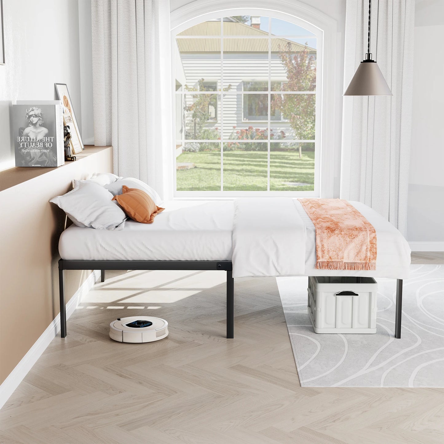 JHK Steel Bed Frame With Slat Support