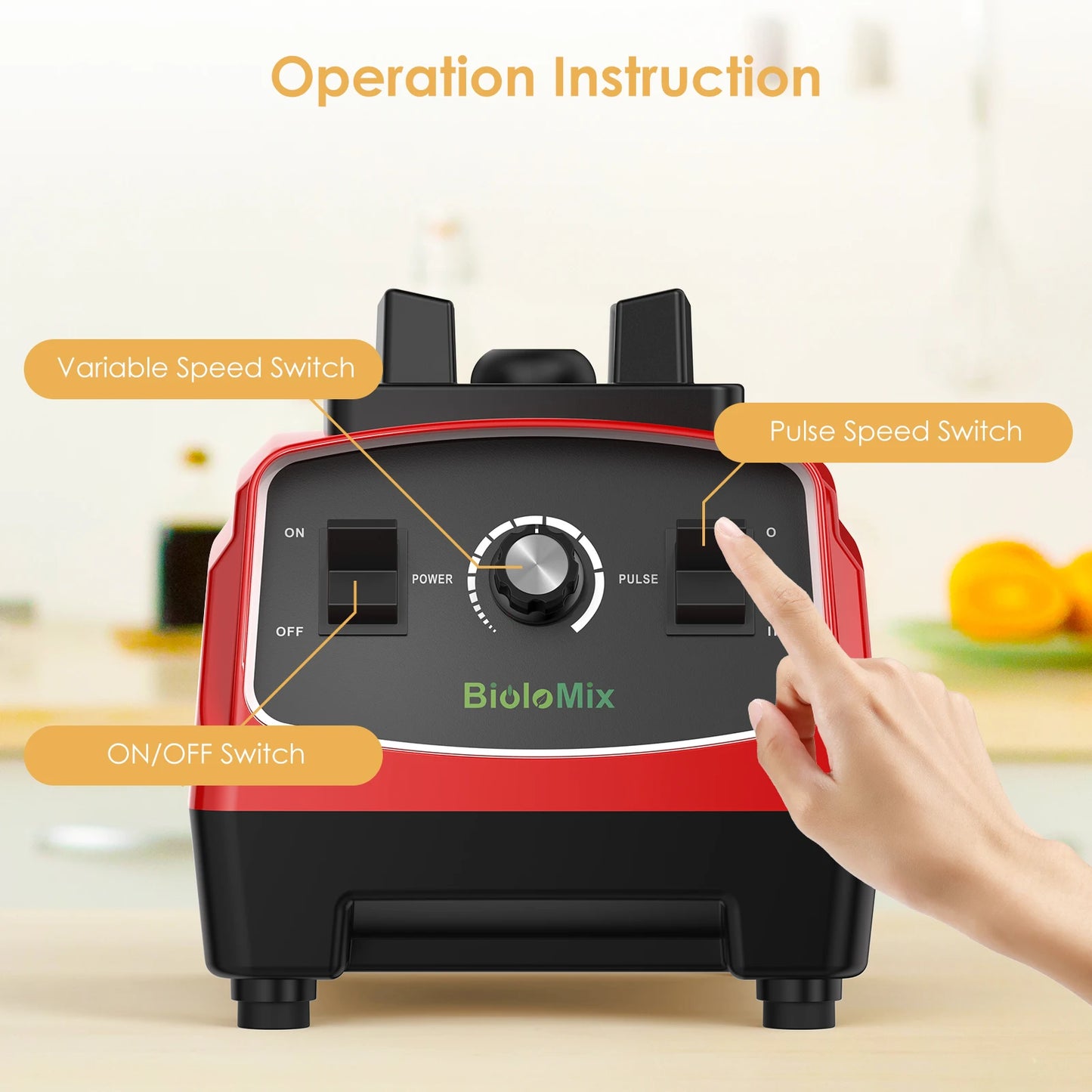 Biolomix BPA Free 3HP 2200W Heavy Duty Blender Mixer Juicer