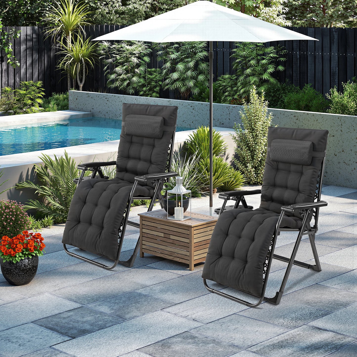 JHK Zero Gravity Portable Recliner With Cup Holder Trays