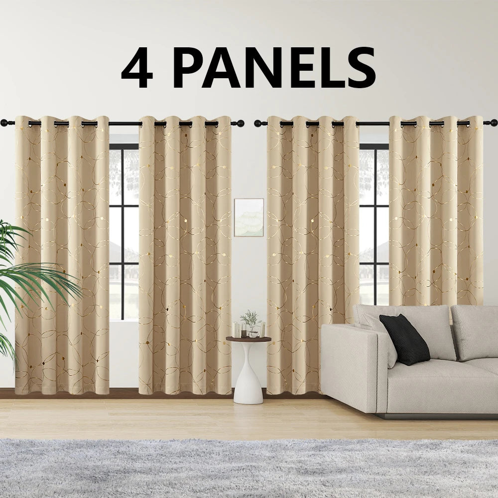 4 Piece Blackout Grommet Curtains Thermal Insulated Room Darkening