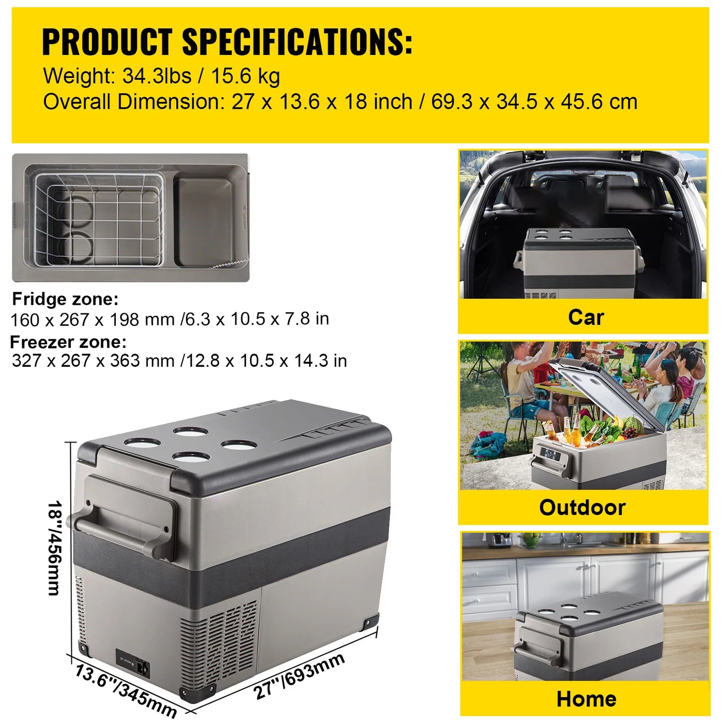 SucceBuy Portable Car Refrigerator Freezer Compressor Cooler For Camping