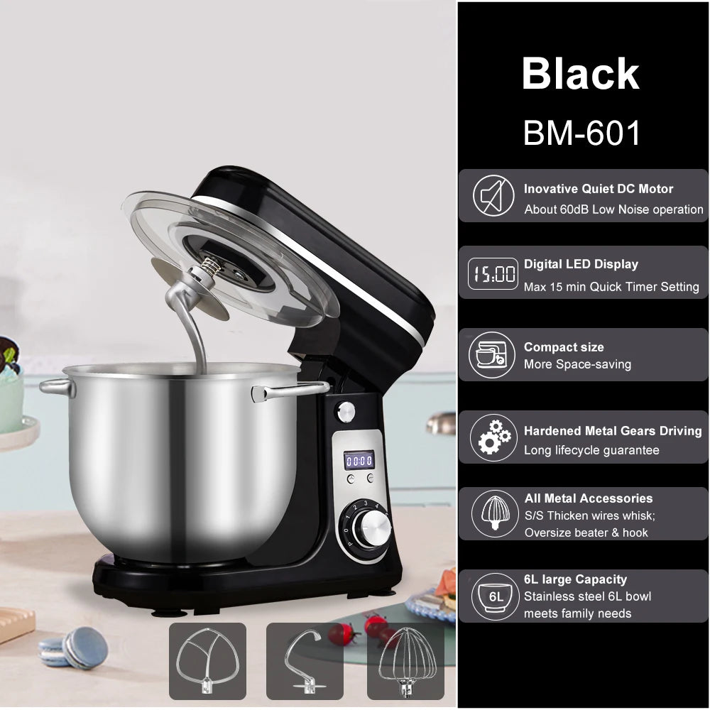 Biolomix BM601 Stand Mixer With 1200W Motor And 6 Speed