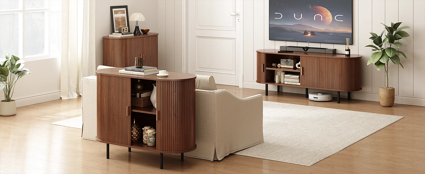 ONBRILL Modern Sideboard Buffet Cabinet With Sliding Doors And Shelves