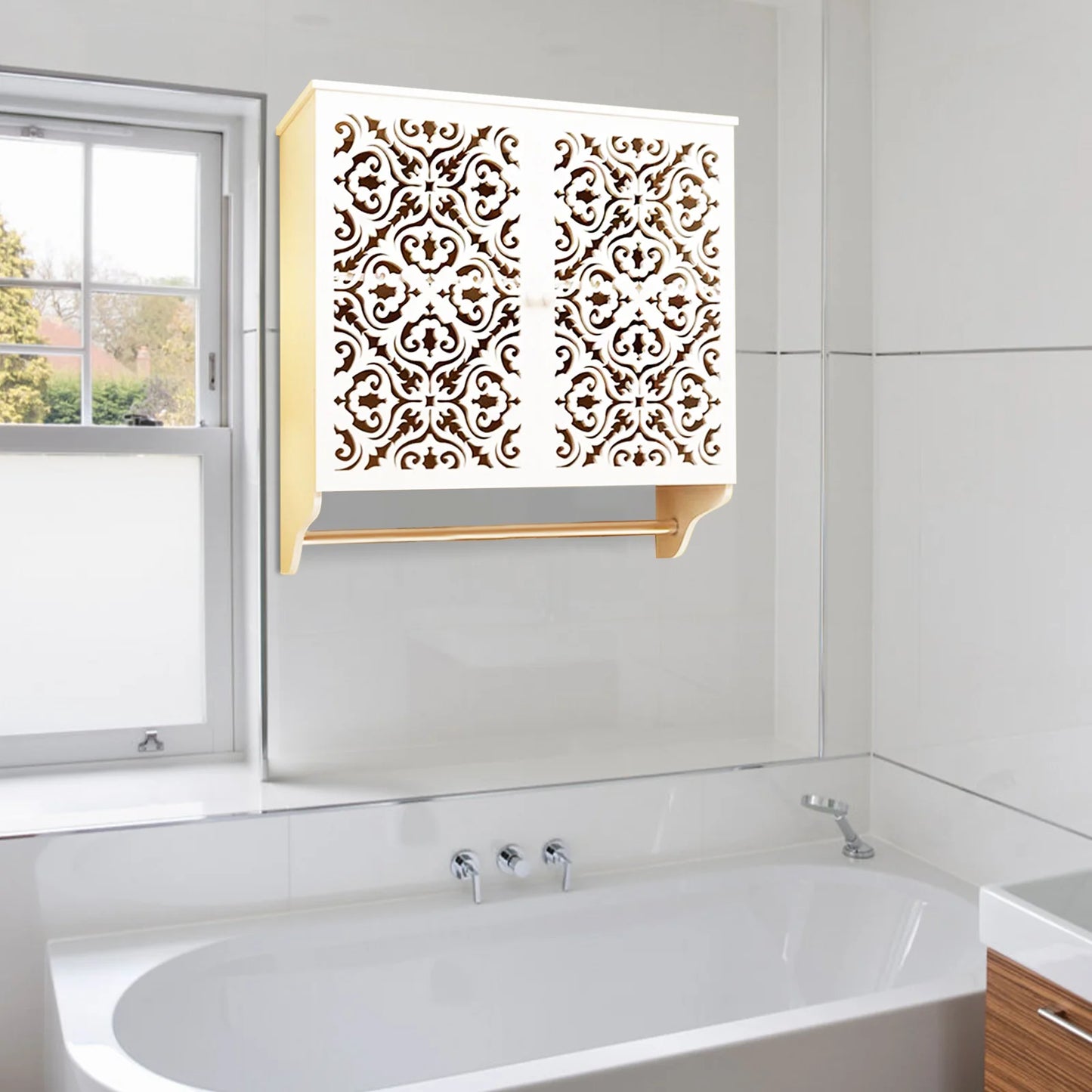 Bathroom Wall Cabinet With Towel Bar Over Toilet Space Saver