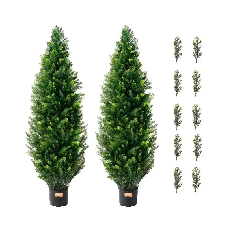 SucceBuy Artificial Cedar Topiary Tree For Outdoor Decor