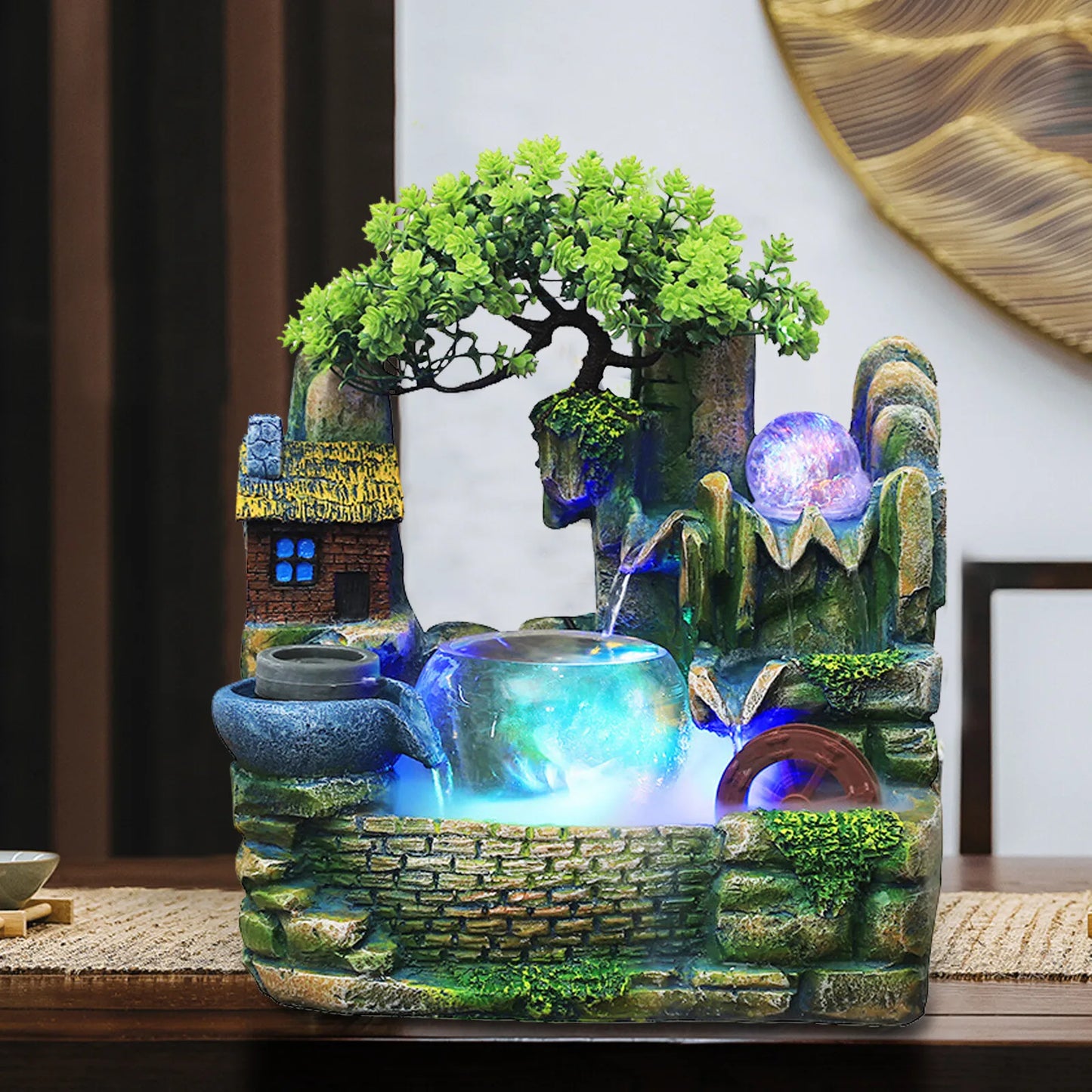 Desktop Fountain Waterfall Indoor Decor Rockeries Crafts Ornaments
